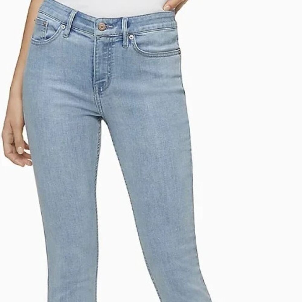 Calvin Klein Jeans Womens 16 Light Mid Rise Skinny Stretch Denim Blue Ankle NWT